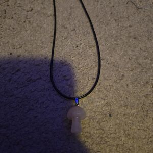 Immitation Rose Quarts Mushroom Pendant Necklace